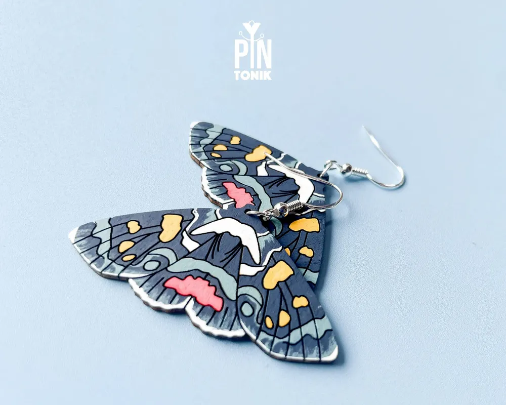 Bijoux - Boucles d'oreilles papillon Joseph's Coat - Bijoux Fairycore en argent sterling - PINTONIK