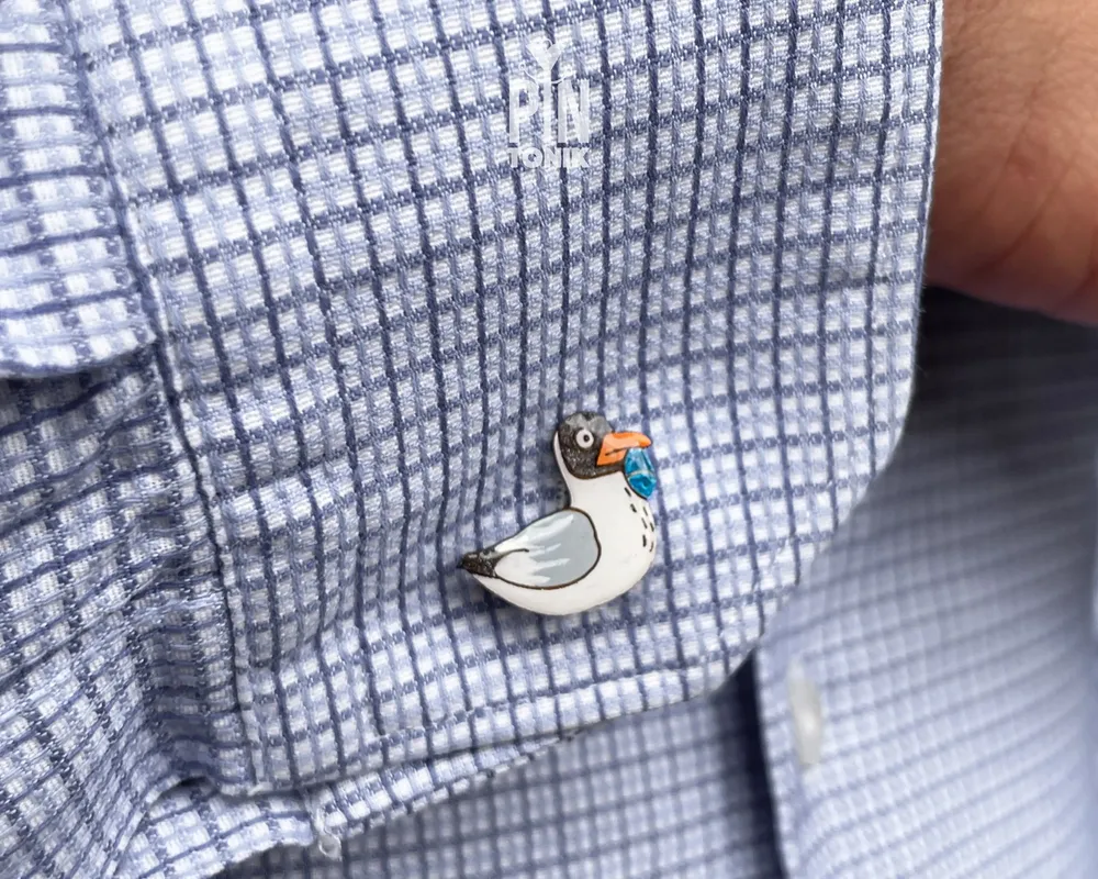 Bijoux - Boutons de manchette fantaisie en forme de mouette - Bois peint à la main et acier inoxydable - PINTONIK