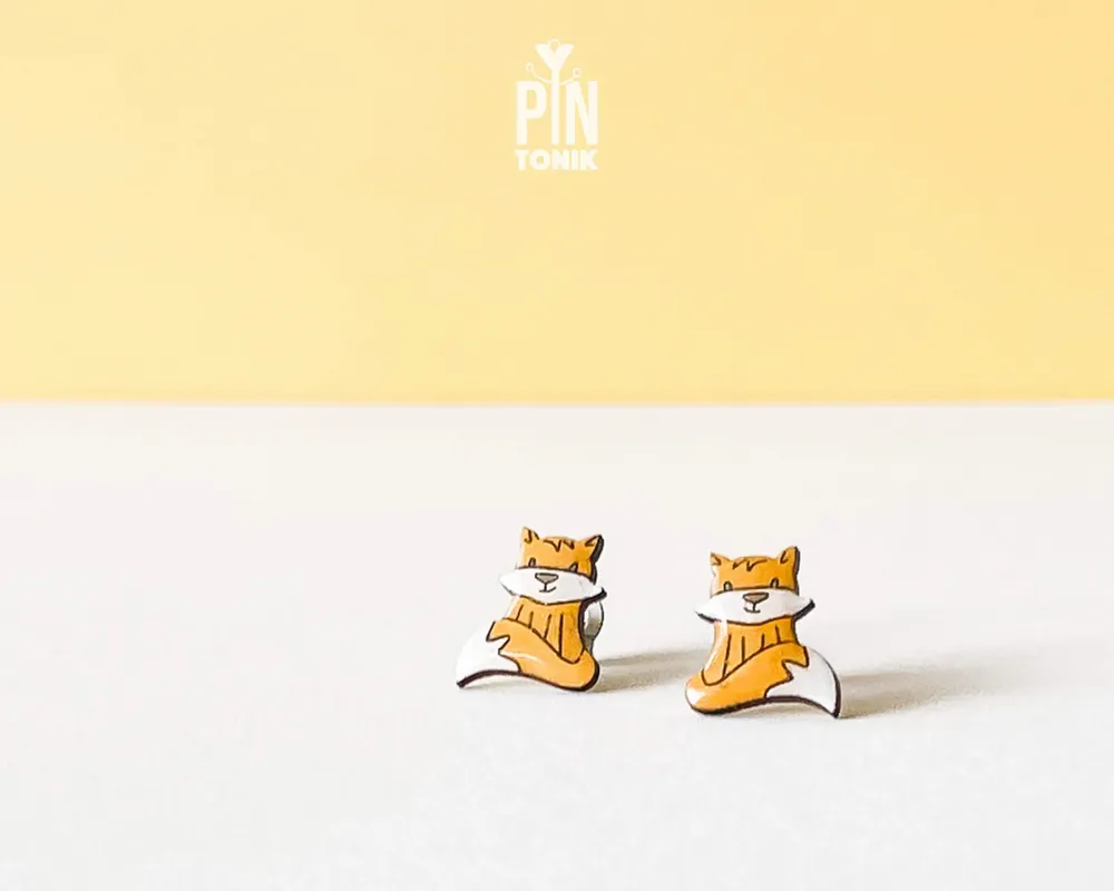 Jewelry - Cute Fox Kids Earrings - Fox Christmas Gift or Stocking Stuffer - Animal Fall Jewelry - PINTONIK