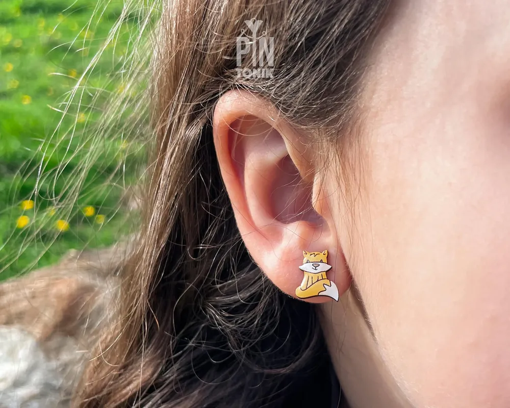 Jewelry - Cute Fox Kids Earrings - Fox Christmas Gift or Stocking Stuffer - Animal Fall Jewelry - PINTONIK