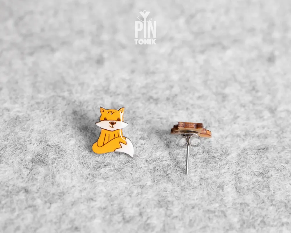 Jewelry - Cute Fox Kids Earrings - Fox Christmas Gift or Stocking Stuffer - Animal Fall Jewelry - PINTONIK