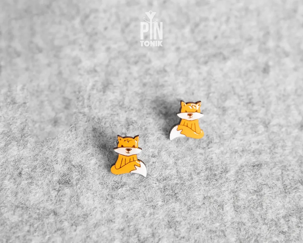 Jewelry - Cute Fox Kids Earrings - Fox Christmas Gift or Stocking Stuffer - Animal Fall Jewelry - PINTONIK