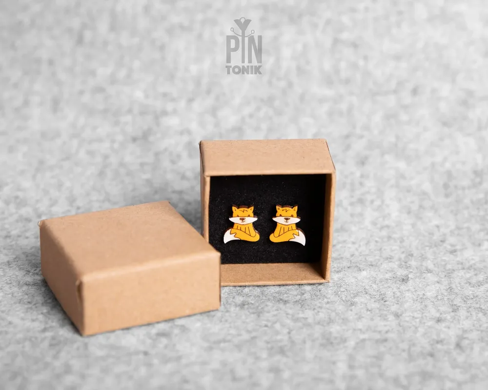 Jewelry - Cute Fox Kids Earrings - Fox Christmas Gift or Stocking Stuffer - Animal Fall Jewelry - PINTONIK