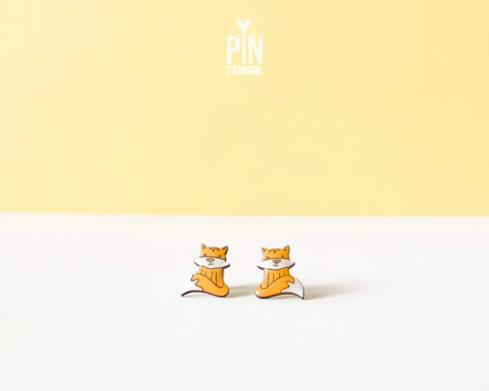 Jewelry - Cute Fox Kids Earrings - Fox Christmas Gift or Stocking Stuffer - Animal Fall Jewelry - PINTONIK