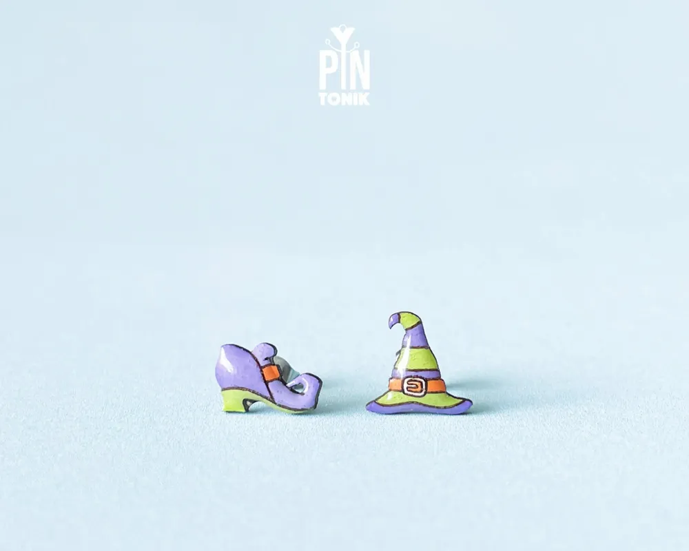 Bijoux - Boucles d'oreilles de sorcière - Accessoires de costume d'Halloween - Bijoux effrayants à offrir - Boucles d'oreilles assorties style sorcière - PINTONIK