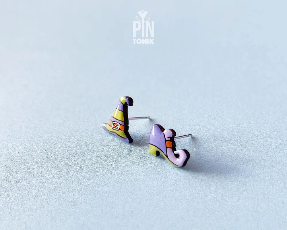 Bijoux - Boucles d'oreilles de sorcière - Accessoires de costume d'Halloween - Bijoux effrayants à offrir - Boucles d'oreilles assorties style sorcière - PINTONIK