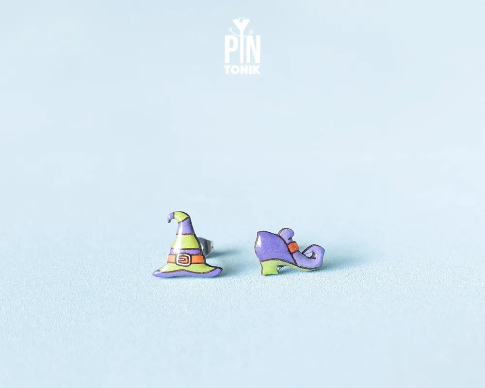 Bijoux - Boucles d'oreilles de sorcière - Accessoires de costume d'Halloween - Bijoux effrayants à offrir - Boucles d'oreilles assorties style sorcière - PINTONIK