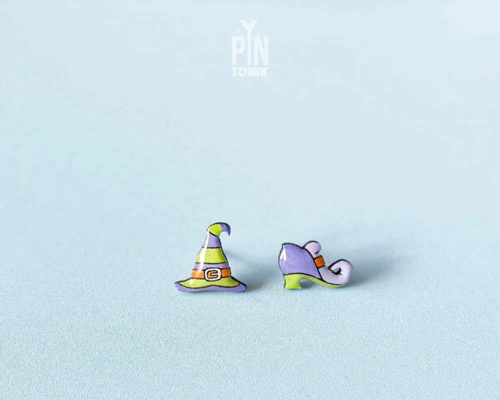 Bijoux - Boucles d'oreilles de sorcière - Accessoires de costume d'Halloween - Bijoux effrayants à offrir - Boucles d'oreilles assorties style sorcière - PINTONIK