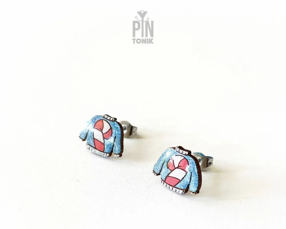 Jewelry - Ugly Christmas Sweater Earrings - Quirky Holiday Studs - PINTONIK