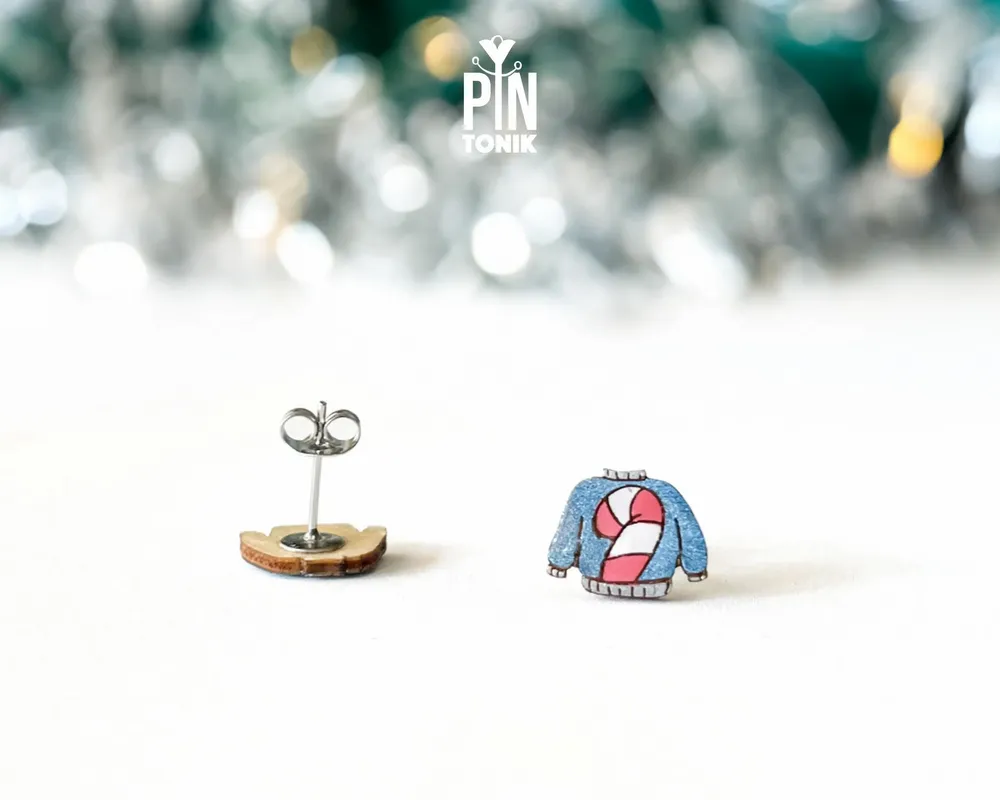Jewelry - Ugly Christmas Sweater Earrings - Quirky Holiday Studs - PINTONIK