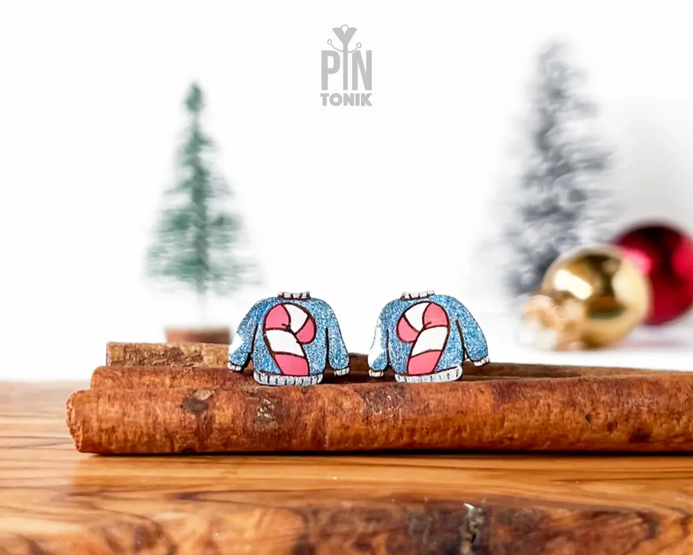 Jewelry - Ugly Christmas Sweater Earrings - Quirky Holiday Studs - PINTONIK