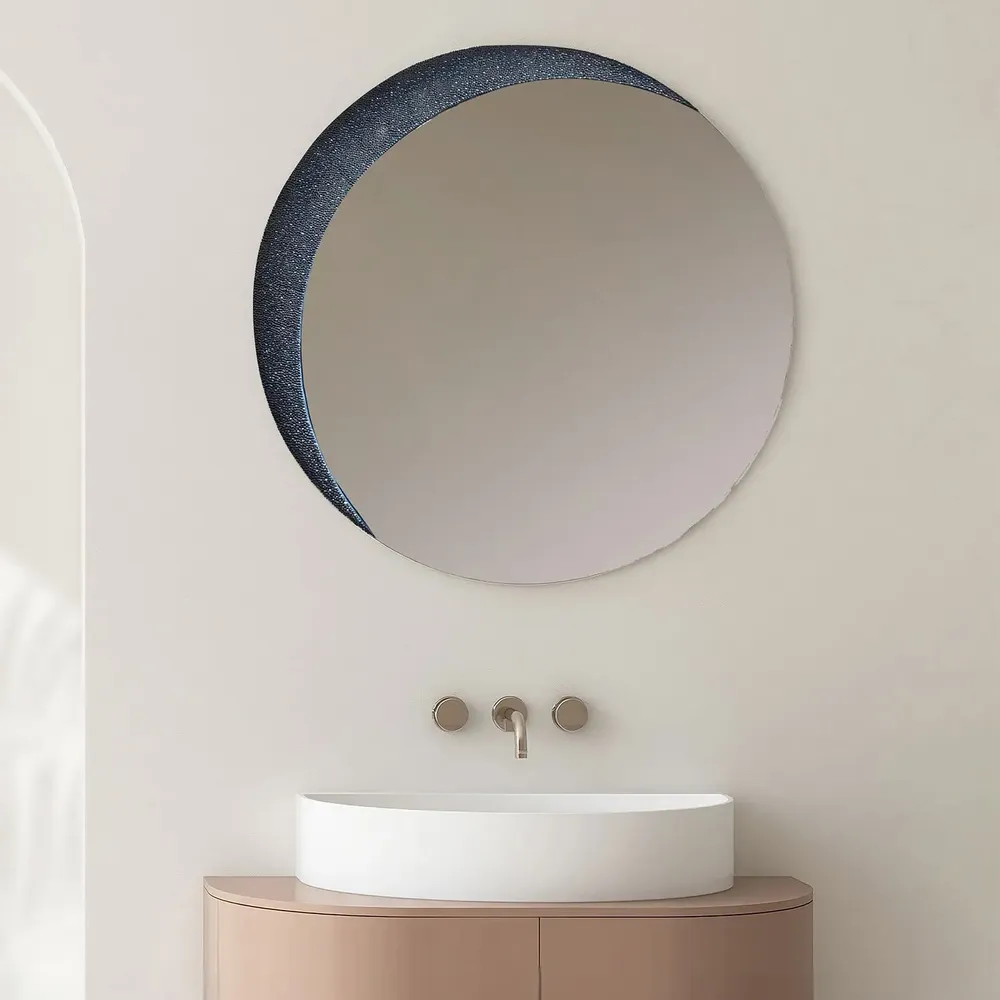 Miroirs - MIROIR - BLUE GALUCHAT - 80 CM - MIRO’ART™- ORSIGNÉ™ BY AMANDINE MANGENOT