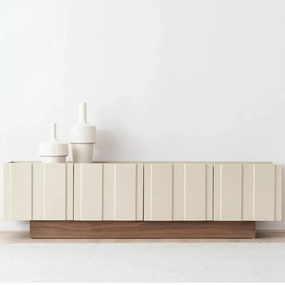 Sideboards - FURNITURE COLLECTION. OBI. BEIGE LACQUER FINISH AND WALNUT - VP INTERIORISMO