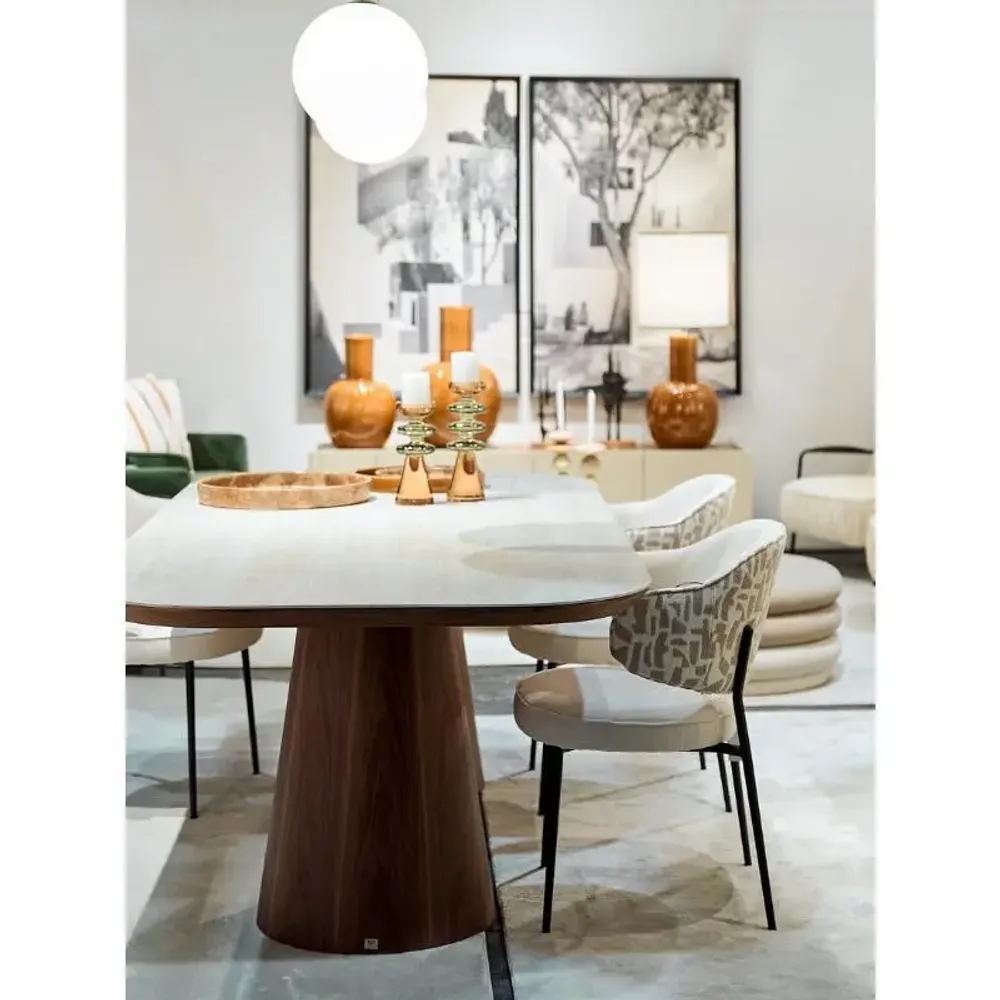 Dining Tables - DINING TABLES. MATT CERAMIC TOP AND WALNUT VENEER - VP INTERIORISMO