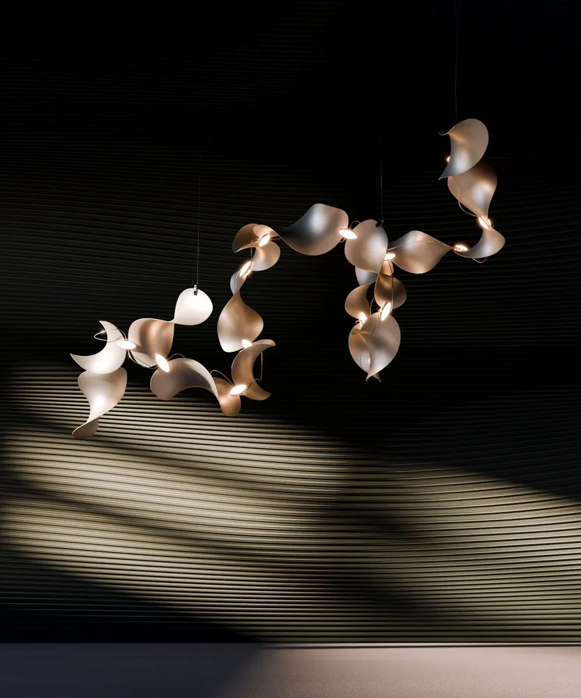 Suspensions - Dune 10 Spiral — Luminaire suspendu architectural sculptural modulaire - MOSS OBJECTS