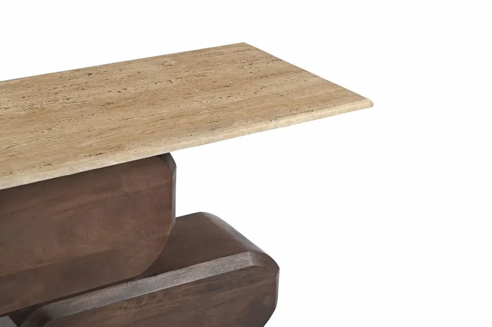 Autres tables  - Console en marbre travertin MINDI 120 x 42 x 79 cm - ETHAN CHLOE