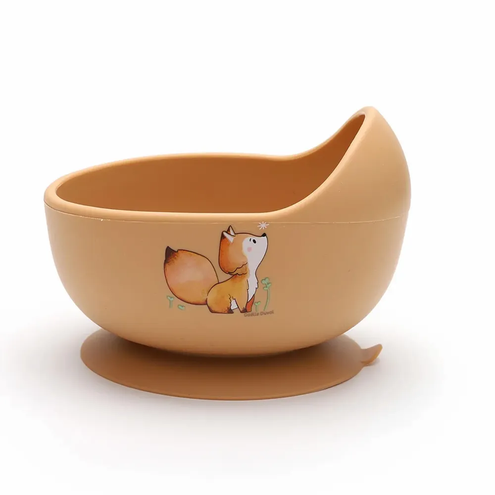 Everyday plates - Fox silicone bib + bowl + spoon set - GAELLE DUVAL