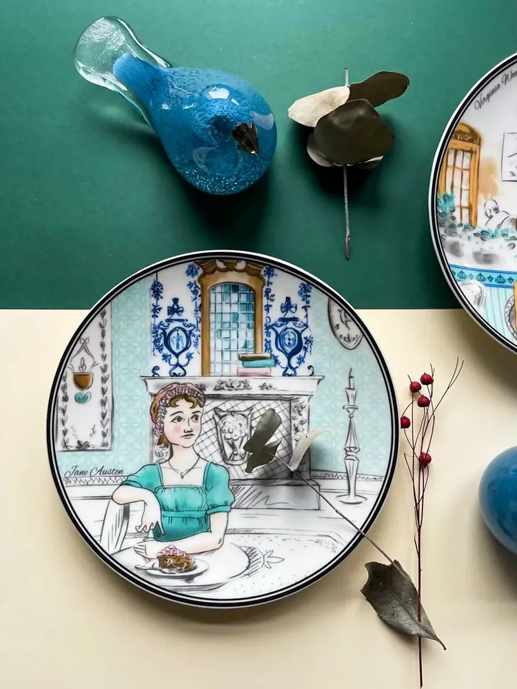 Everyday plates - Jane Austen Porcelain Plate - SOMNIA ATELIER