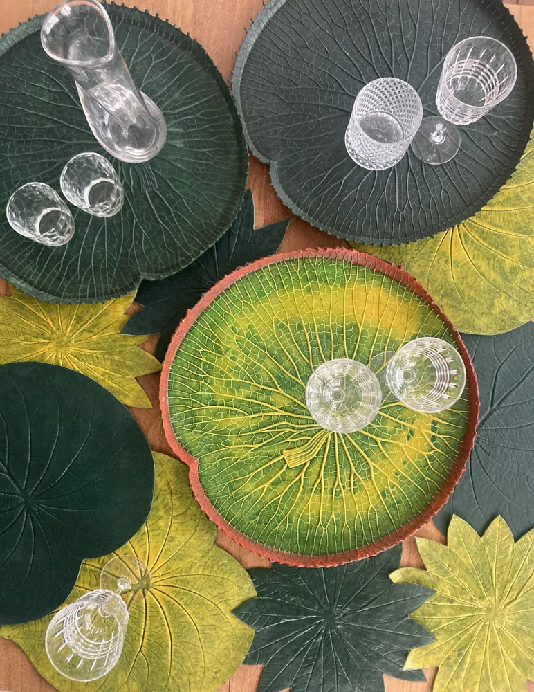 Trays - VITÓRIA RÉGIA Green Amazônia tray - 100% natural rubber craftsmanship - SABIÁ DESIGN