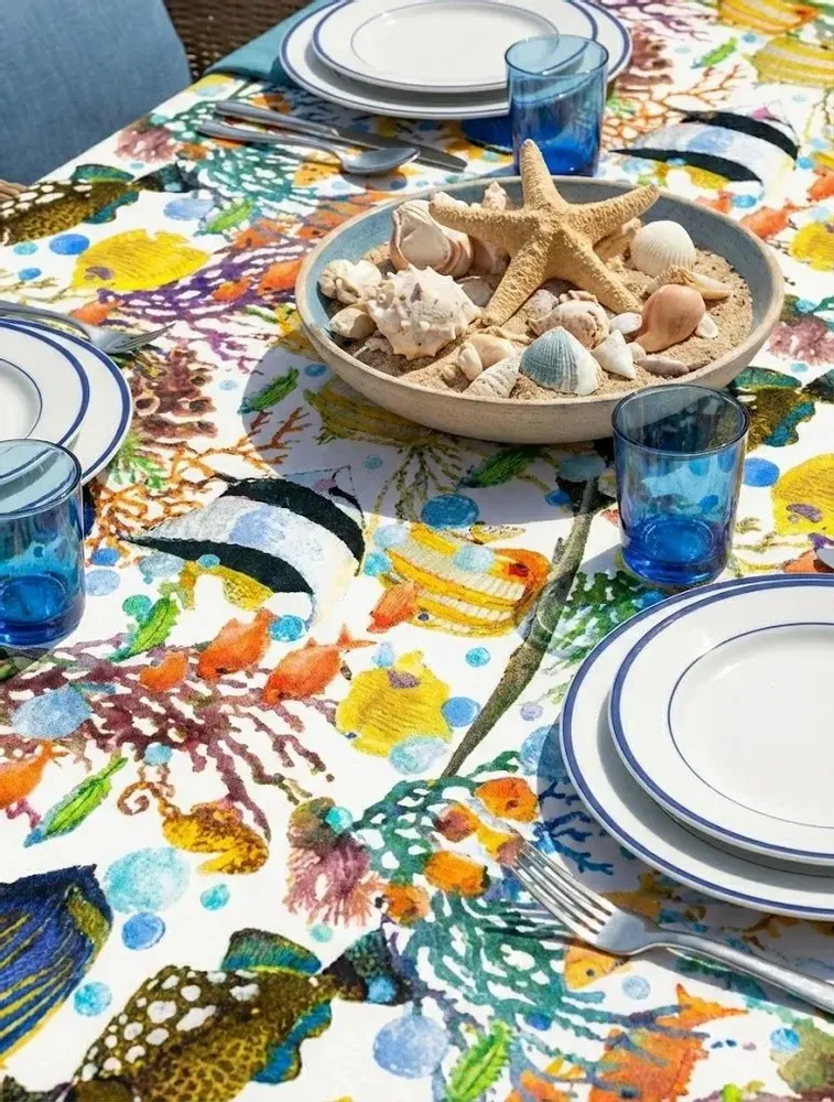 Table linen - PASELLA 1972 JOYFUL TABLECLOTH: 150x150 cm, 4 pax, fish 039 - PASELLA 1972 JOYFUL TABLECLOTH