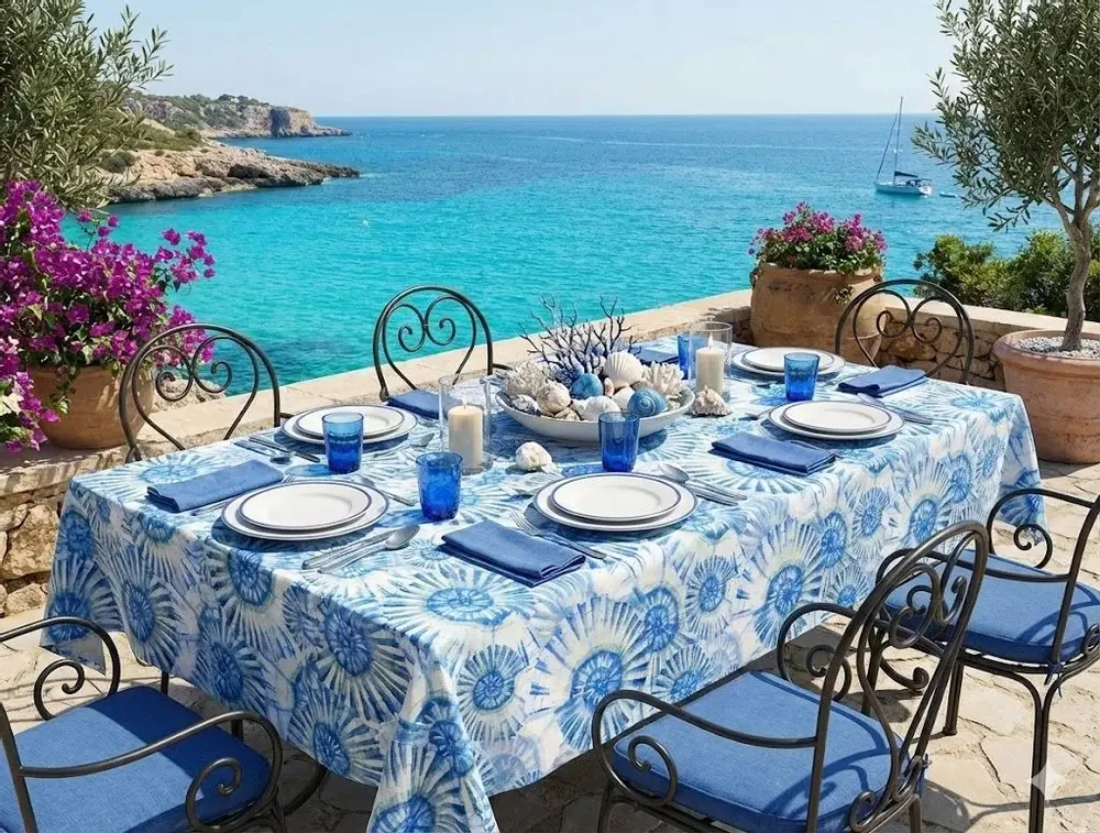 Table linen - PASELLA 1972  tablecloth: shells 044 - PASELLA 1972 JOYFUL TABLECLOTH