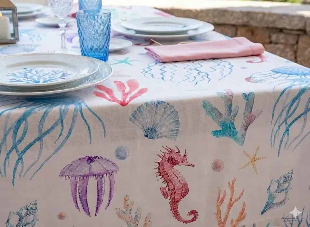 Linge de table textile - PASELLA 1972  tablecloth: jellyfish 021 - PASELLA 1972 JOYFUL TABLECLOTH