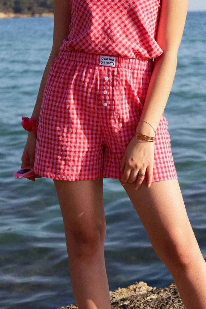 Prêt-à-porter - Caleçon Vichy Framboise - C'EST MOI QUI PILOTE