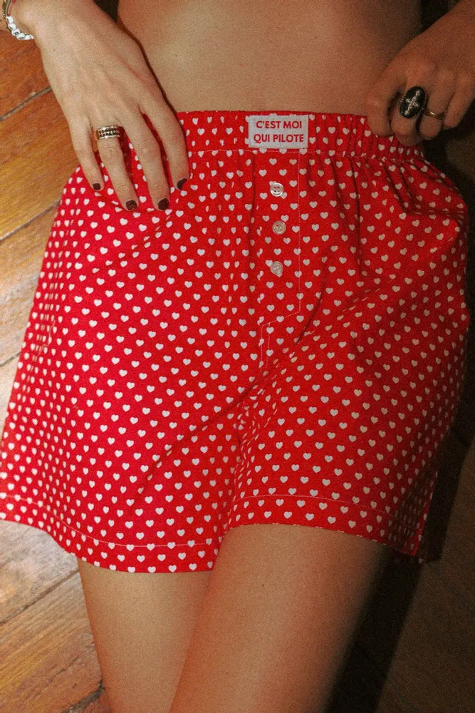 Prêt-à-porter - Caleçon Pilote Coeur Rouge chéri - C'EST MOI QUI PILOTE
