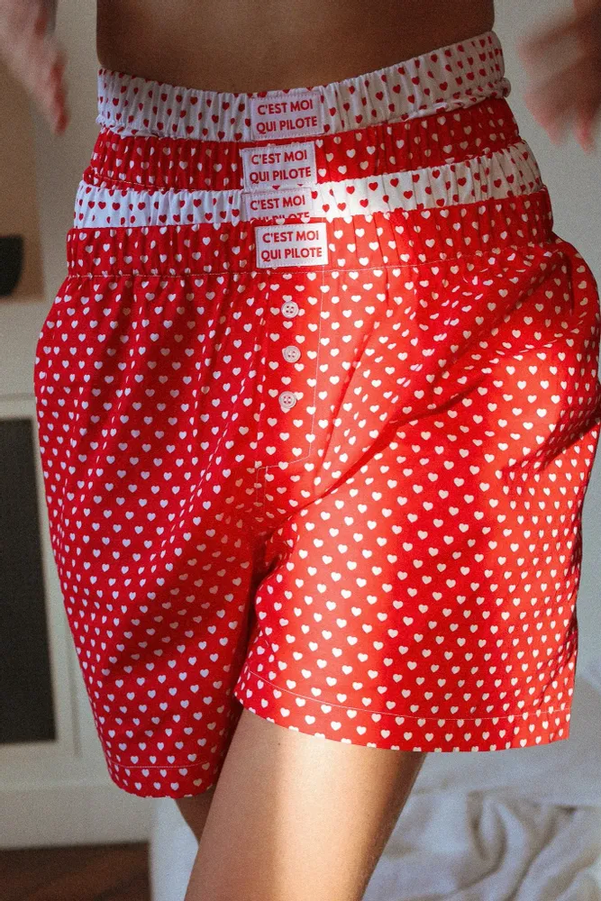 Prêt-à-porter - Caleçon Pilote Coeur Rouge chéri - C'EST MOI QUI PILOTE