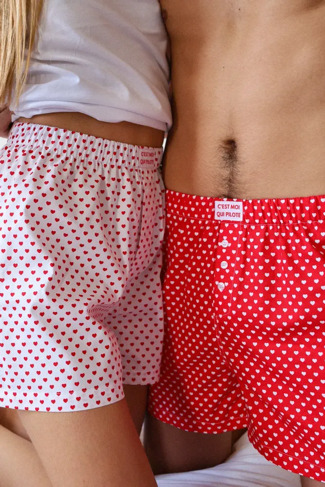 Prêt-à-porter - Caleçon Pilote Coeur Rouge chéri - C'EST MOI QUI PILOTE