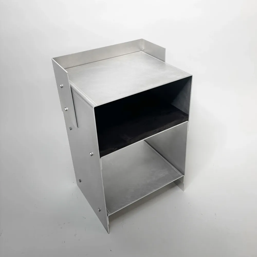 Hotel bedrooms - Matted Aluminium & Blackwood Sidetable - Industrial Nightstand - CASE STUDIOS