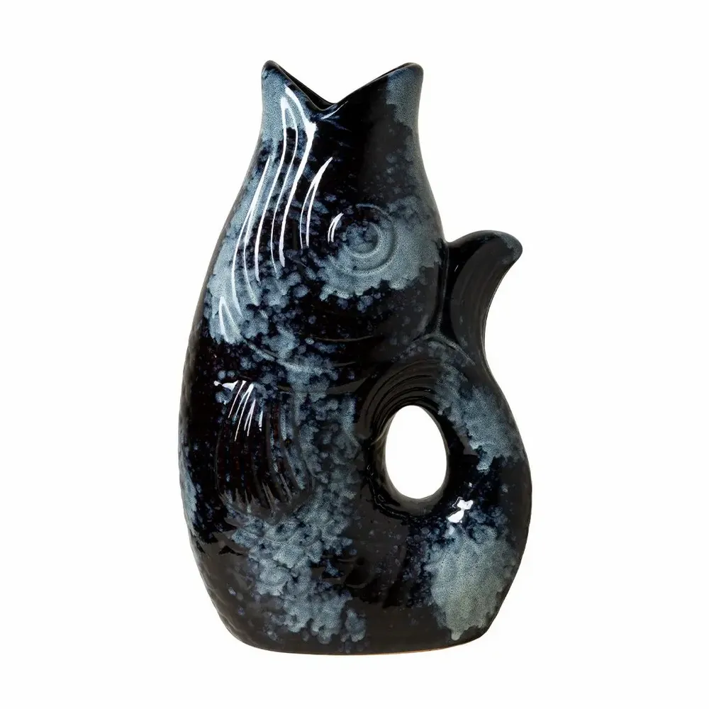 Vases - Deep blue stoneware fish vase - CHEHOMA