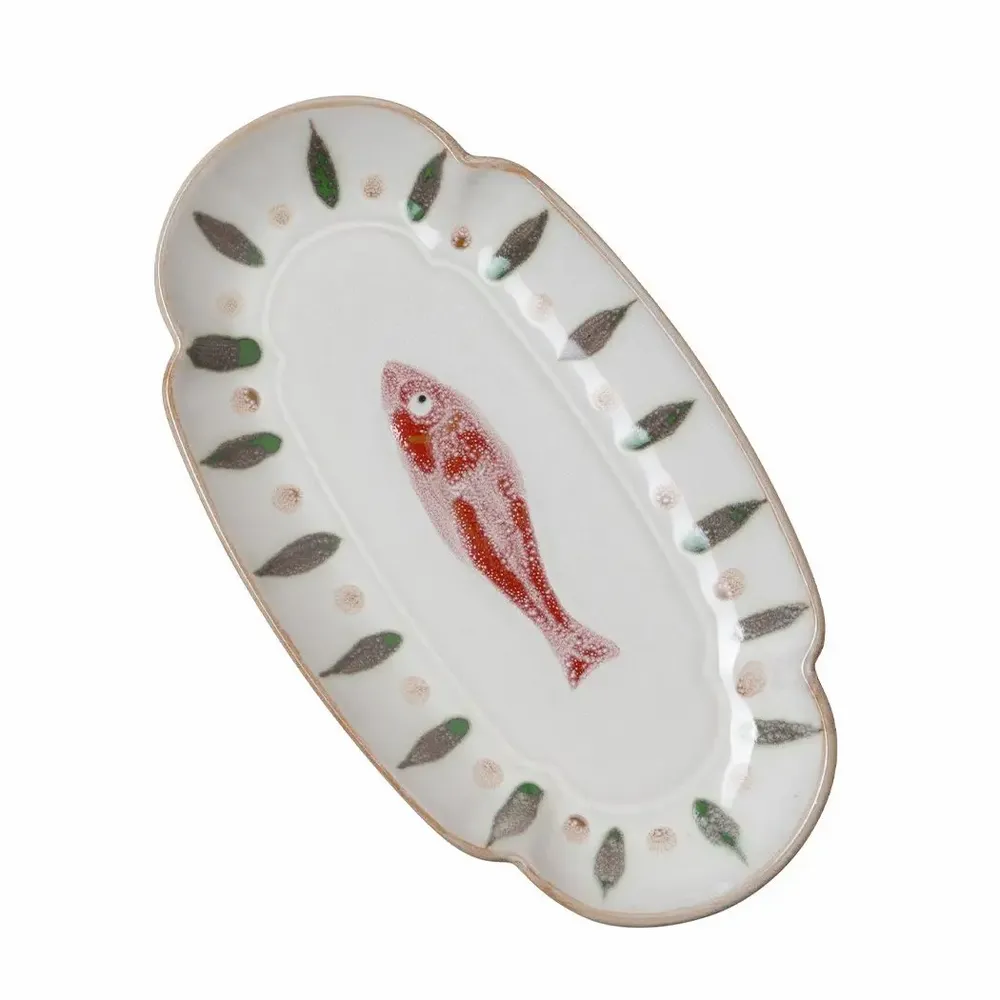 Platter and bowls - Oval red plate Marine - CHEHOMA