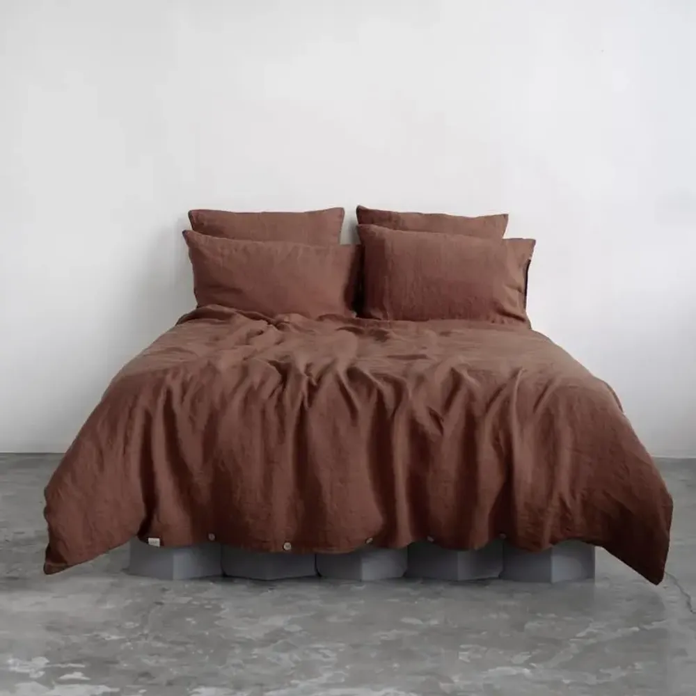 Bed linens - Chocolate Linen Duvet Cover Set - LINEN TALES