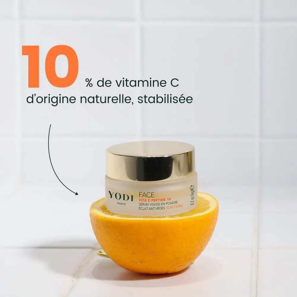 Cosmétiques - SÉRUM VITAMINE C PEPTIDE 10 EN POUDRE - 10 ACTIONS ANTI-ÂGE - YODI