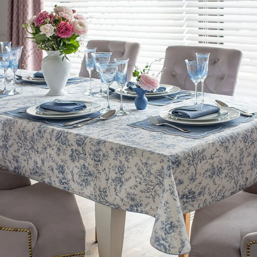Sets de table - Sets de table brodés Blue Onde – Collection textile coordonnée - ROSEBERRY HOME
