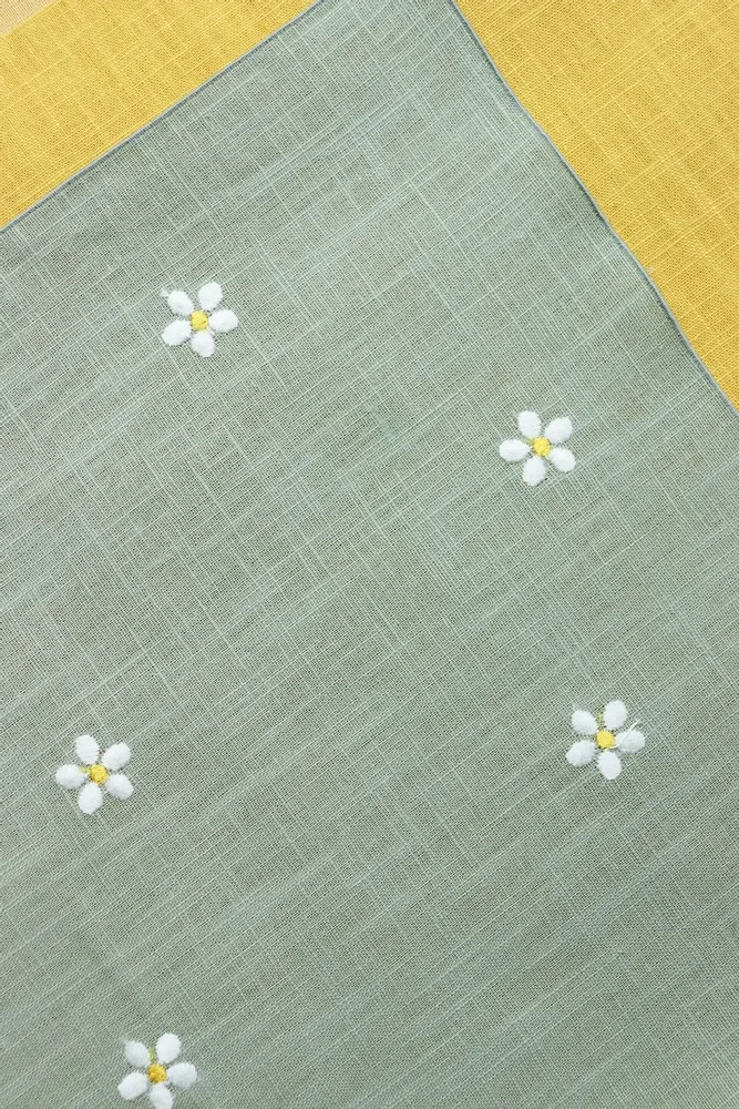 Table linen - Embroidered Linen Napkin | PRATOLINE Sage Green - GIARDINO SEGRETO