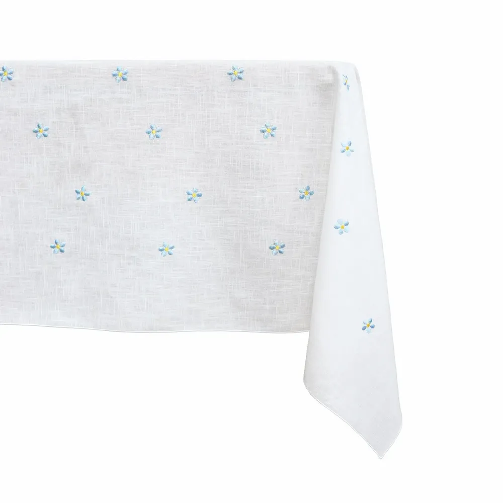 Linge de table textile - Nappe en lin brodée | PRATOLINE Bleu clair - GIARDINO SEGRETO