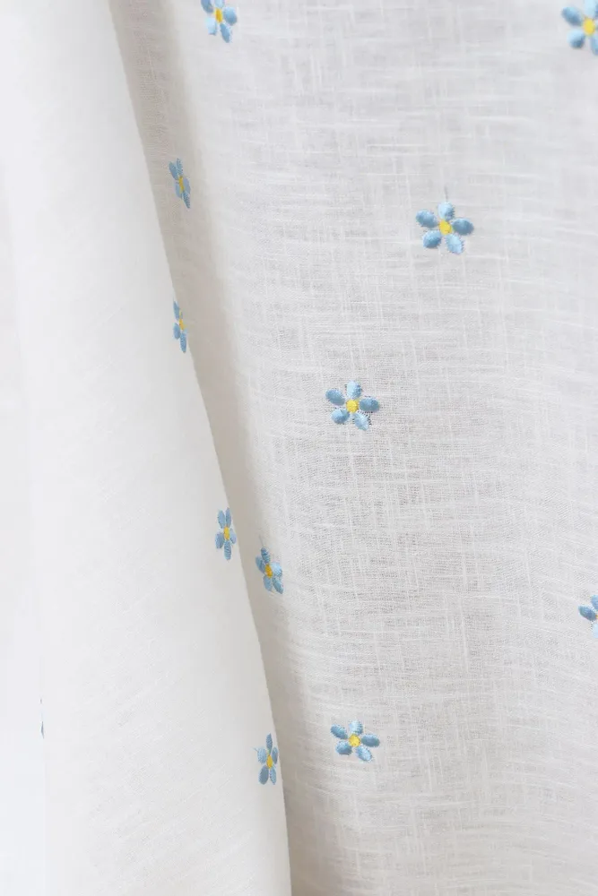 Linge de table textile - Nappe en lin brodée | PRATOLINE Bleu clair - GIARDINO SEGRETO