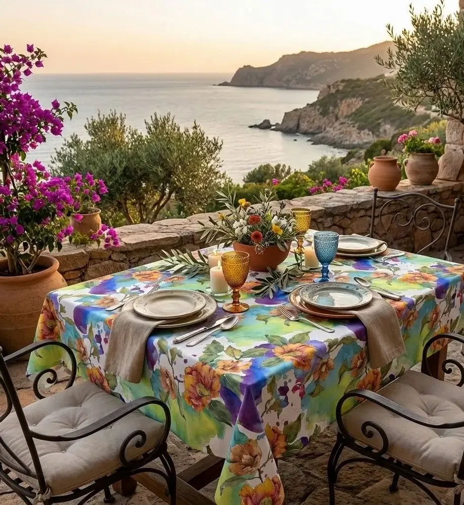 Table linen - PASELLA 1972  tablecloth: flowers 059 - PASELLA 1972 JOYFUL TABLECLOTH