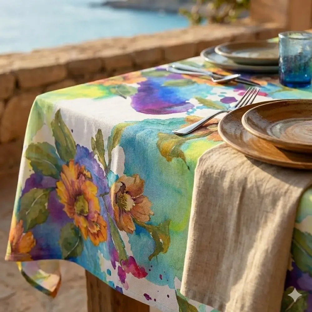 Table linen - PASELLA 1972  tablecloth: flowers 059 - PASELLA 1972 JOYFUL TABLECLOTH