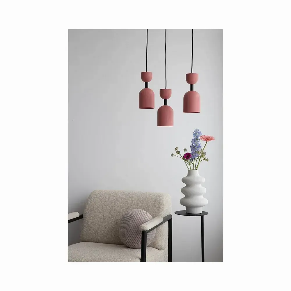 Hanging lights - SUPURU pink ceiling pendant lamp with black tube - UPPER HALF