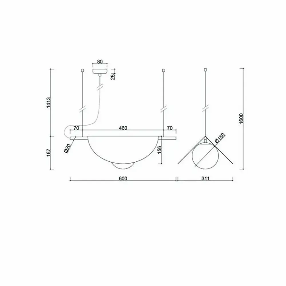 Hanging lights - SALLO A white ceiling pendant lamp - UPPER HALF