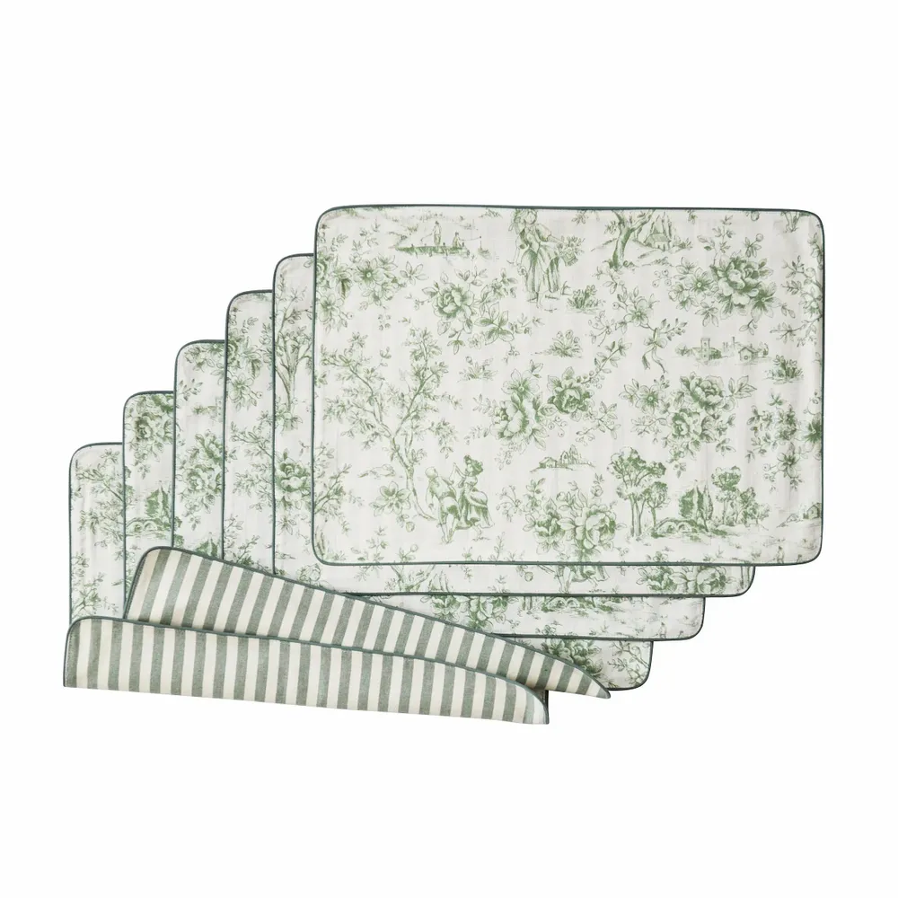 Fabric cushions - Toile de Jouy Green Decorative Cushion Cover – Textile Collection - ROSEBERRY HOME