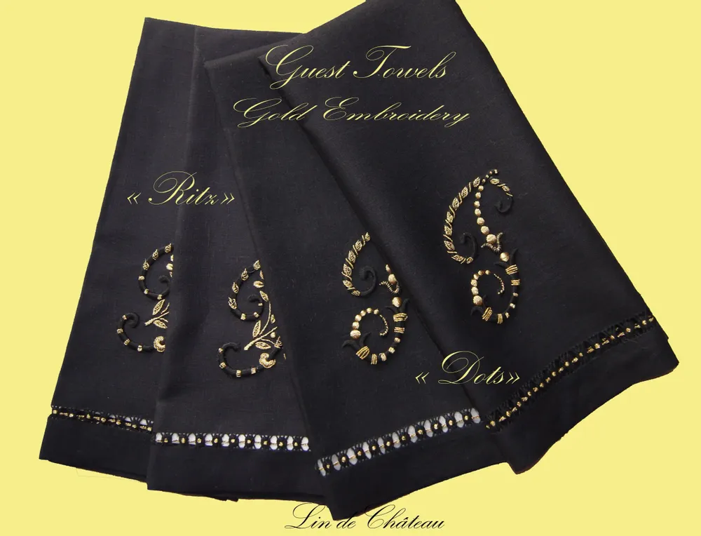 Bed linens - GOLD and SILVER hand embroidery - LINHO DO CASTELO - LIN DE CHATEAU