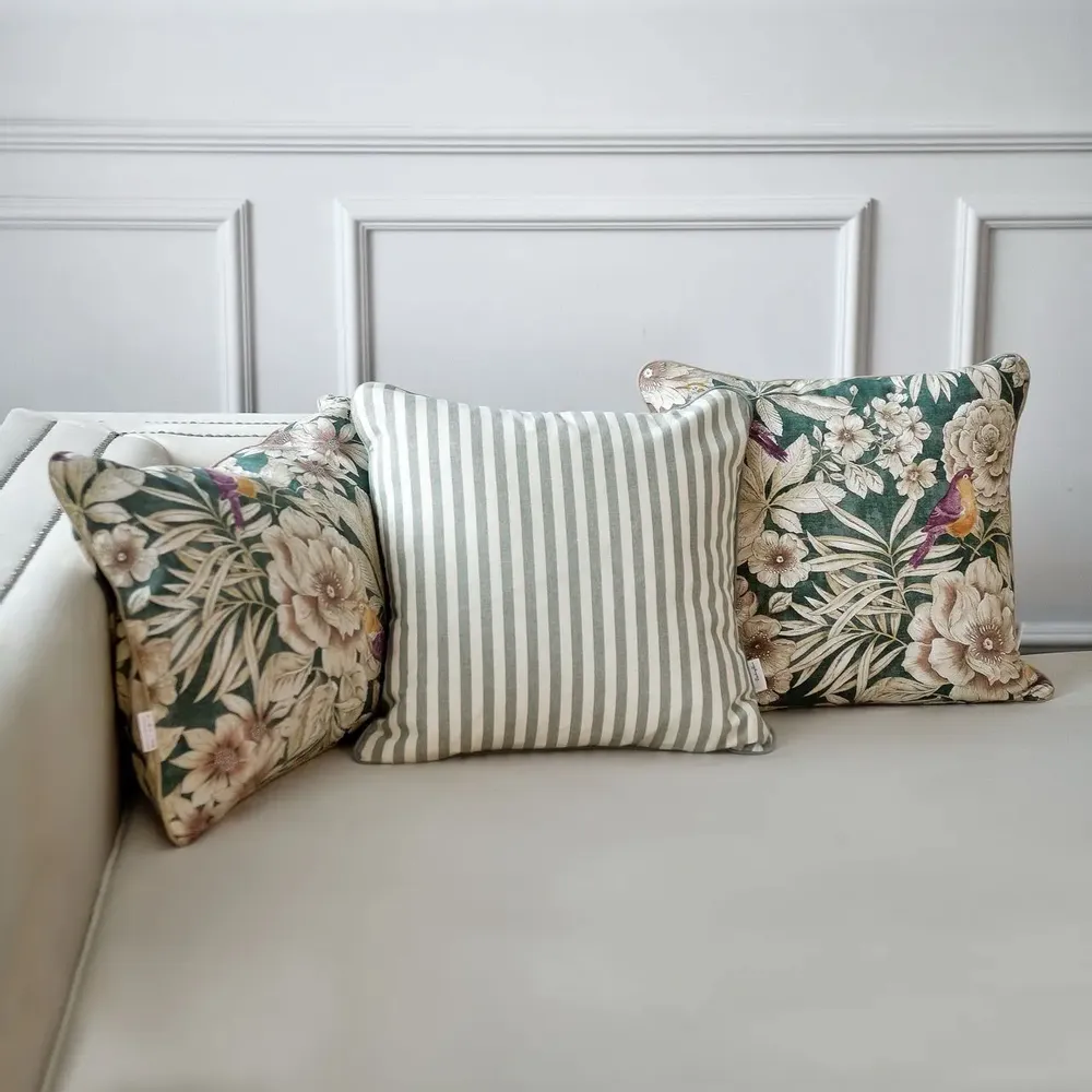 Fabric cushions - Emerald Decorative Cushion Cover – Coordinated Textile Collection - ROSEBERRY HOME
