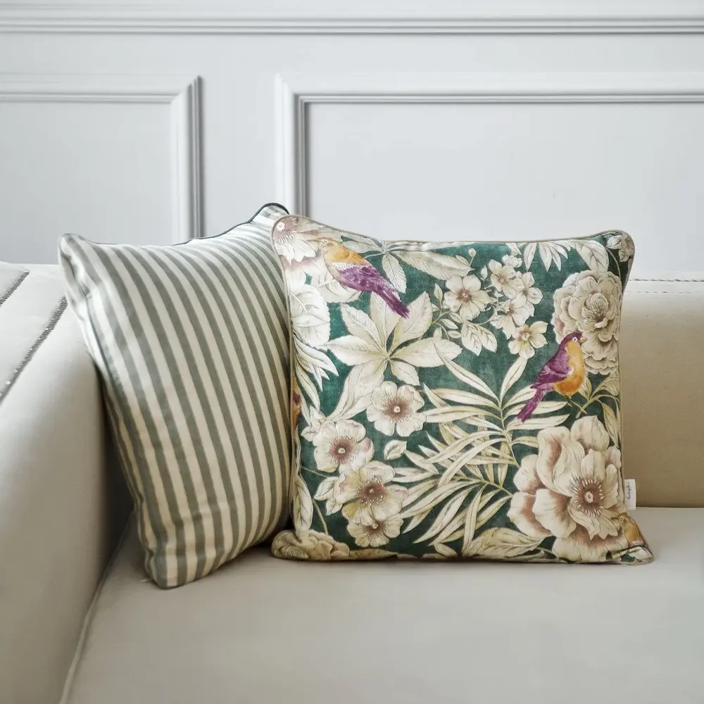 Fabric cushions - Emerald Decorative Cushion Cover – Coordinated Textile Collection - ROSEBERRY HOME