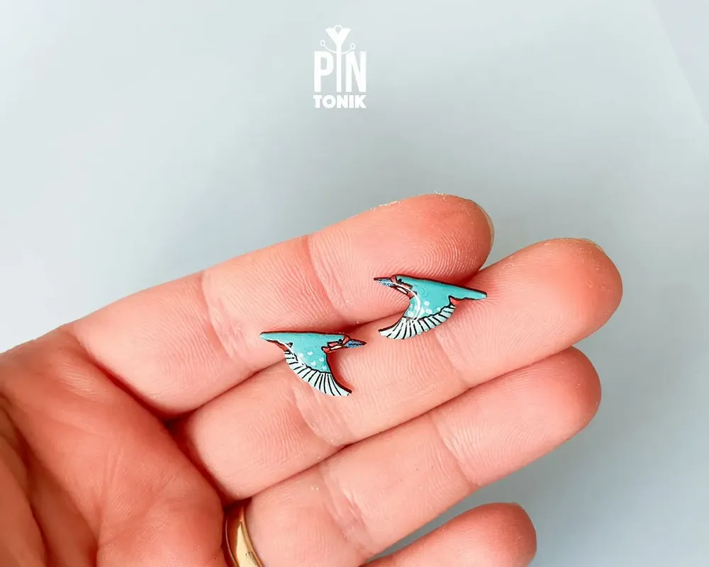 Bijoux - Boucles d’Oreilles Martin-Pêcheur en Vol – Bijou Inspiré de l’Oiseau - PINTONIK