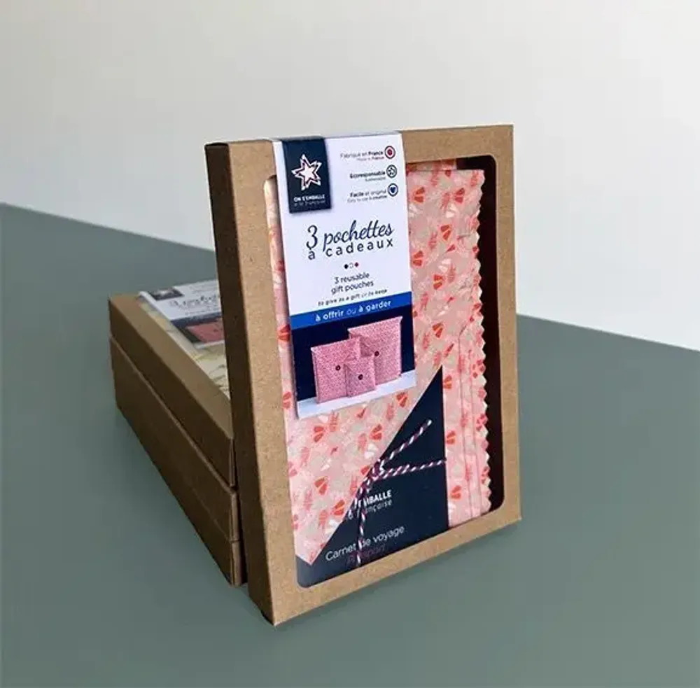 Birthdays - Reusable Gift Wrap – 3 Pockets & 3 Squares Assortment - ON S'EMBALLE À LA FRANÇAISE
