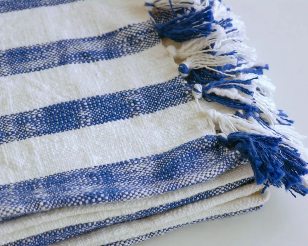 Plaids - Throw Jax – striped slub cotton with fringes - ML FABRICS